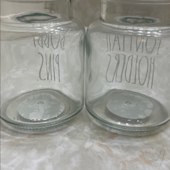 Rae Dunn Set of 2 jars- Bobby pins and ponytail holder Glass - Picture 2 of 4